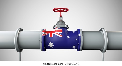 Australia Oil And Gas Fuel Pipeline. Oil Industry Concept. 3D Rendering