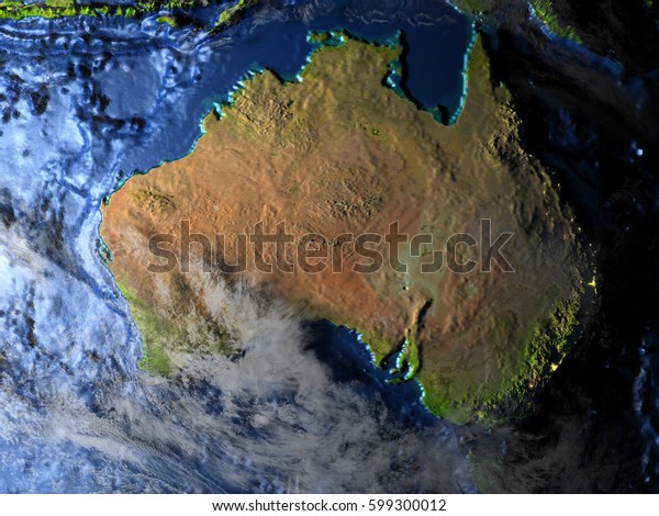 Australia On 3d Model Earth 3d Stock Illustration 599300012