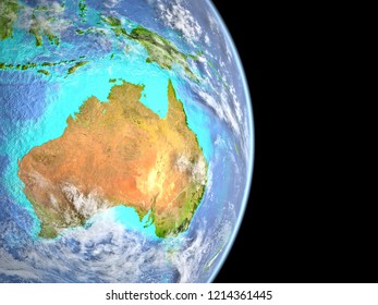 Australia On Planet Earth From Space. Satellite View. 3D Illustration. Elements Of This Image Furnished By NASA.