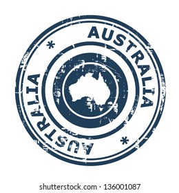 Australia Passport Stamp Isolated On A White Background.