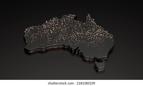 Australia  Premium Exclusive Black Map 3d Illustration