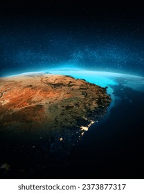 Australia - Sidney at night. Elements of this image furnished by NASA. 3d rendering