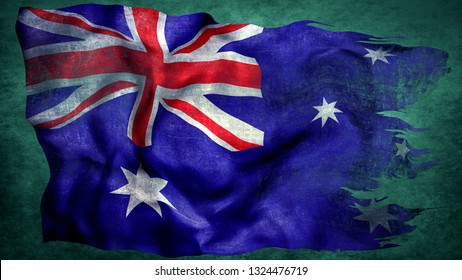 Australia Torn Flag 3d Render