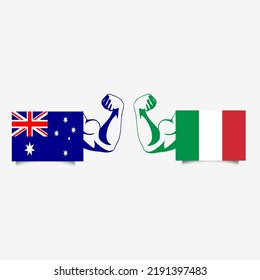 Australia Vs Italy Flag Hero, Australian And Italian, Sport Competition International Conflict  Rivalry Rendering Banner, Crisis, War