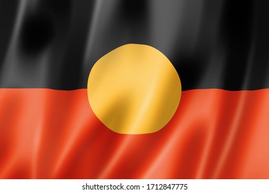 Australian Aboriginal Ethnic Flag. 3D Illustration