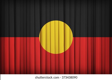 Australian Aboriginal Flag On The Fabric Curtain,vintage Style