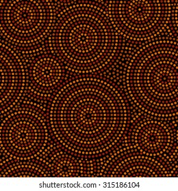 Australian Aboriginal Geometric Art Concentric Circles Seamless Pattern In Orange Brown And Black