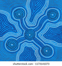 Australian Aboriginal Styled Dot Painting Artwork. Original Digital Illustration.