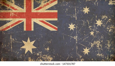 Australian Aged Flat Flag. Illustration of an rusty, grunge, aged Australian flag.