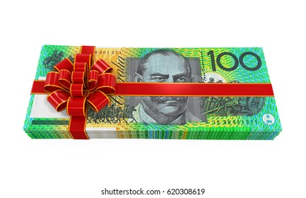 Australian Dollar Money Gift. 3D Rendering