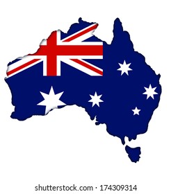 Australian Flag Banner Map Icon Of Australia