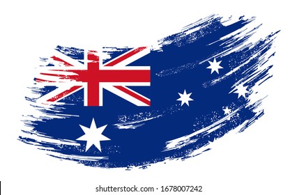 Australian flag brush stroke grunge background. Raster version.