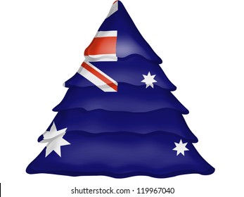 The Australian Flag Painted On  Christmas Xmas Tree Icon