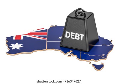 Australian National Debt Or Budget Deficit, Financial Crisis Concept, 3D Rendering