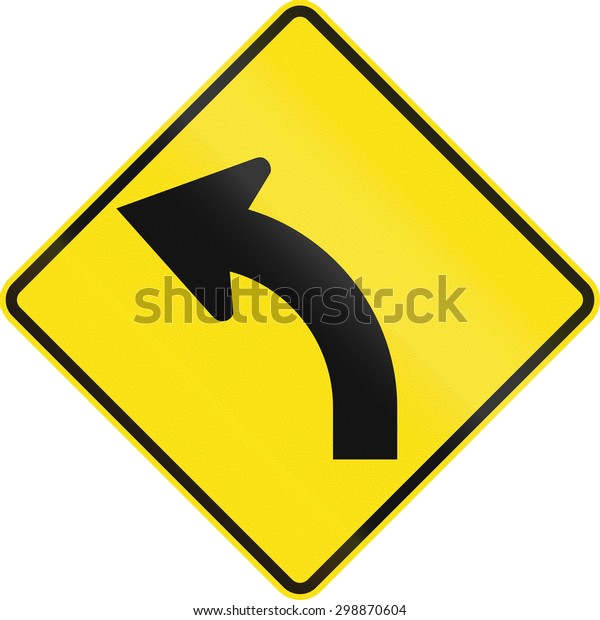 Australian Road Warning Sign Left Curve Stock Illustration 298870604