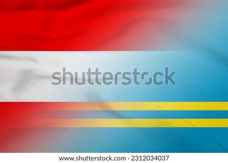 Austria and Aruba government flag international relations ABW AUT symbol country Aruba Austria patriotism. 3d image Stock fotó © 