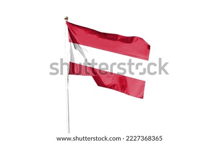 Austria flag clipping path isolated on white background. Close up of the waving flag. text box with spaces- 3D Illustration - 3D Rendering