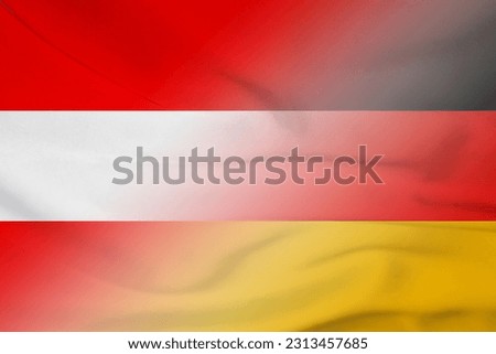 Austria and Germany political flag transborder relations DEU AUT banner country Germany Austria patriotism. 3d image Stock fotó © 