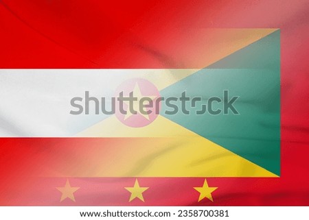 Austria and Grenada official flag international relations GRD AUT banner country Grenada Austria patriotism. 3d image Stock fotó © 