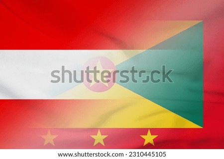 Austria and Grenada official flag transborder contract GRD AUT symbol country Grenada Austria patriotism. 3d image Stock fotó © 