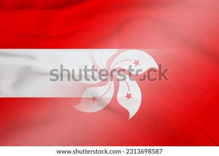 Austria and Hong Kong government flag transborder relations HKG AUT banner country Hong Kong Austria patriotism. 3d image Stock fotó © 