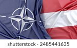 Austrian flag waving next to a NATO flag. 3D Rendering