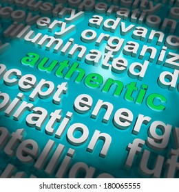 Authentic Word Cloud Showing Real Genuine Guaranteed Product