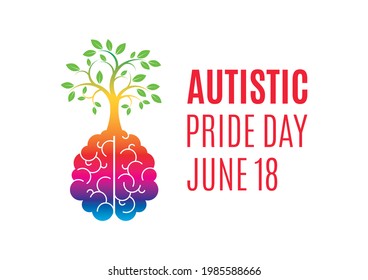 Autistic Pride Day illustration. Autistic rainbow brain with a tree icon. Multicolored tree growing from human brain icon. Autistic Pride Day Poster, June 18. Important day - Powered by Shutterstock