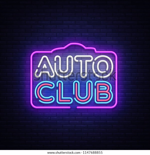 Auto Club neon sign . Car
Service design template neon sign, light banner, neon signboard,
nightly bright advertising, light inscription.
illustration.