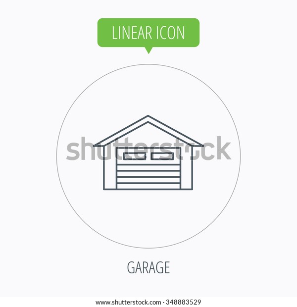 Auto garage icon. Transport parking sign. Linear outline\
circle button. 