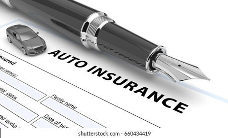 Auto Insurance Policy. 3d Illustration 