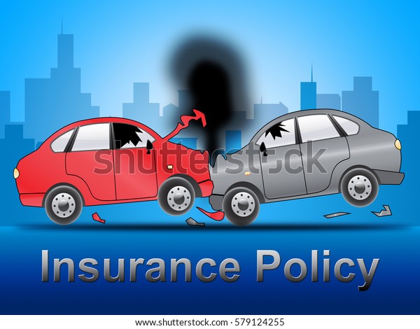 Auto Insurance Policy Crash Shows Car\
Policies 3d\
Illustration