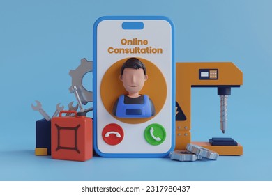 Auto mechanic online service. Car service online. Idea of auto repair and diagnostic. Online consultation with professional. 3d illustration - Powered by Shutterstock