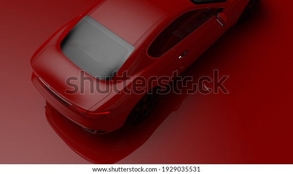 auto red. 3d illustration of fragments of\
vehicles on a red uniform\
background.