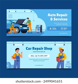 Auto repair shop banners in flat design - Powered by Shutterstock