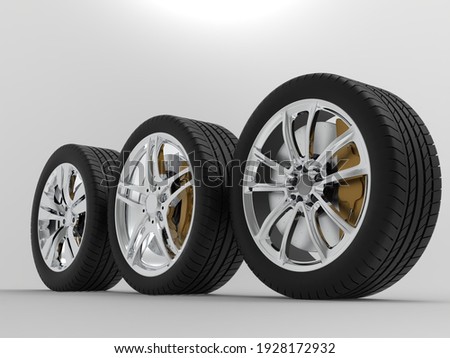 auto wheels on a light background. 3d render