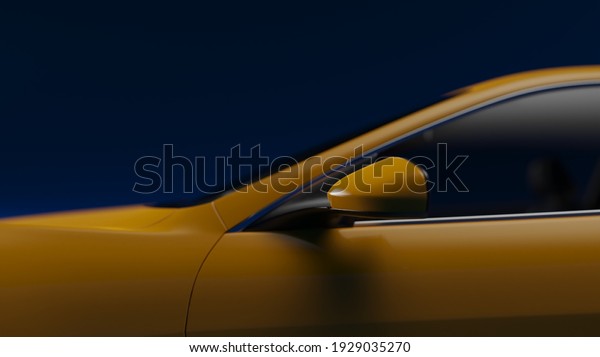auto yellow. 3d illustration of fragments of\
vehicles on a blue uniform\
background.