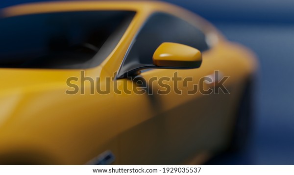 auto yellow. 3d illustration of fragments of\
vehicles on a blue uniform\
background.