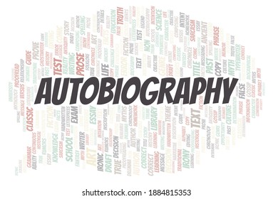 Autobiography typography word cloud create with the text only