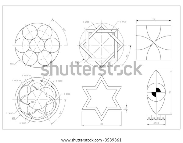 Autocad Drawing Black White Dimension」のイラスト素材 3539361