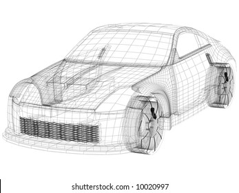 Auto/car Wireframe With White Background