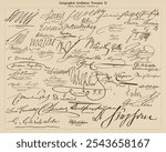 Autographs of Famous Figures 2 (1894). Vintage Autographs of Famous Figures art drawing illustration, old Autographs of Famous Figures calligraphy art print. Vintage Autographs of Famous Figures