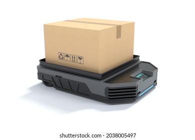 Automated Guided Vehicle Loading Boxes. 3D Illustration	