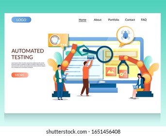 Automated Testing Website Template, Web Page And Landing Page Design For Website And Mobile Site Development. Software Testing And Debugging, SQA.