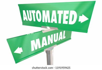 Automated Vs Manual Work Tasks 2 Two Way Road Signs 3d Illustration