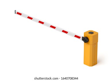 Automatic Boom Barrier On White Background, 3D Illustration