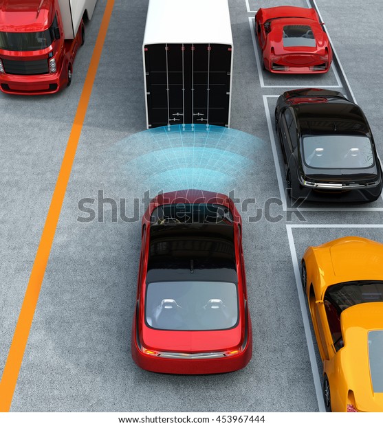 Automatic\
braking system concept. 3D rendering\
image.