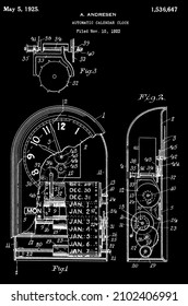 Automatic Calendar Clock Patent From 1923.