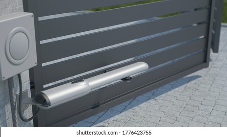 Automatic opening gate, 3D illustration
