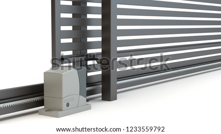 Automatic Sliding Gate, 3D illustration